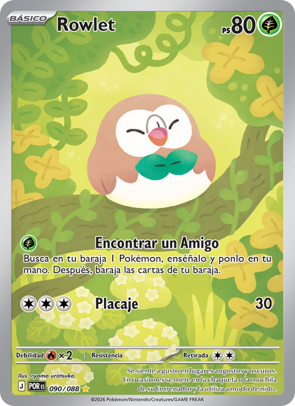 Rowlet 090 — Equilibrio Perfecto (Spanish Pokémon TCG card)