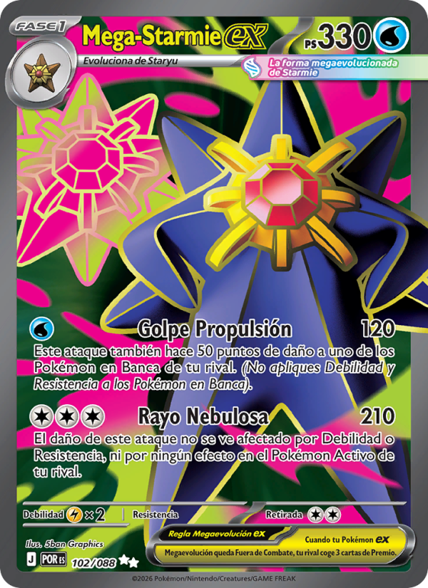 Mega-Starmie ex 102 — Equilibrio Perfecto (Spanish Pokémon TCG card)