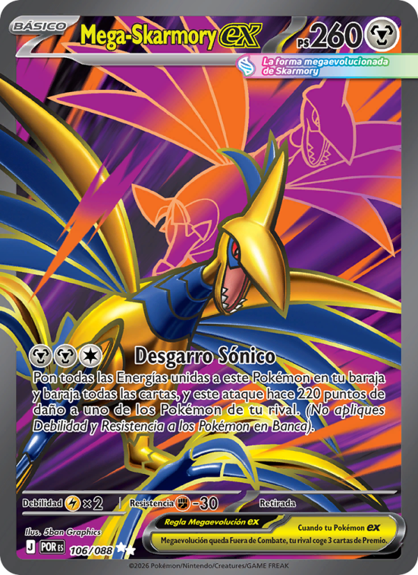 Mega-Skarmory ex 106 — Equilibrio Perfecto (Spanish Pokémon TCG card)
