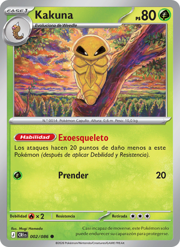 Kakuna 002 — Caos Creciente (Spanish Pokémon TCG card)