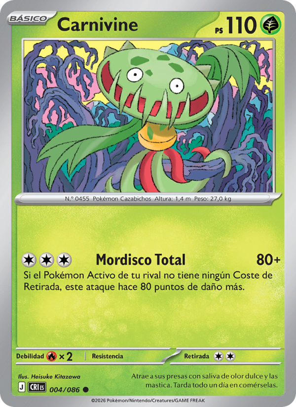 Carnivine 004 — Caos Creciente (Spanish Pokémon TCG card)