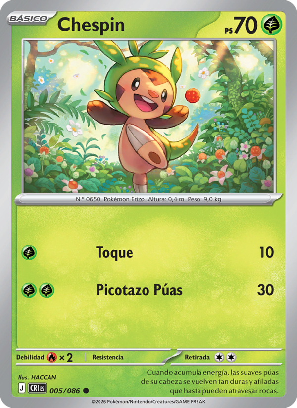 Chespin 005 — Caos Creciente (Spanish Pokémon TCG card)