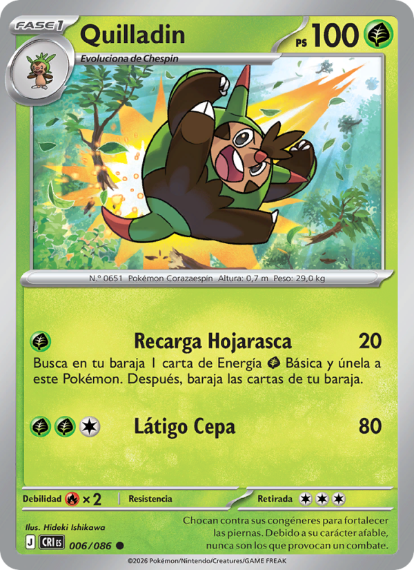 Quilladin 006 — Caos Creciente (Spanish Pokémon TCG card)