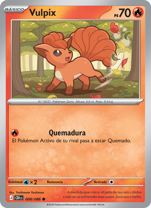 Vulpix 008 — Caos Creciente (Spanish Pokémon TCG card)