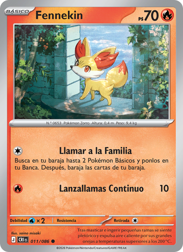 Fennekin 011 — Caos Creciente (Spanish Pokémon TCG card)
