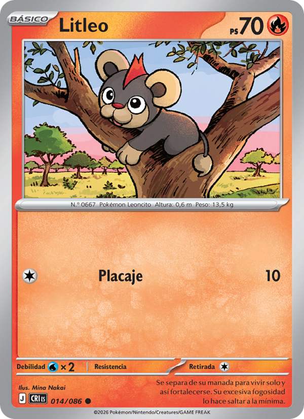 Litleo 014 — Caos Creciente (Spanish Pokémon TCG card)