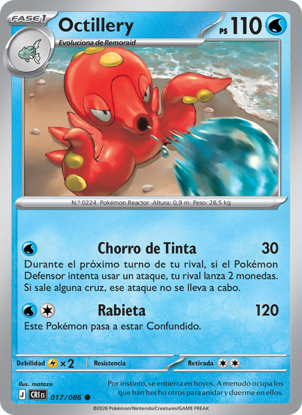 Octillery 017 — Caos Creciente (Spanish Pokémon TCG card)