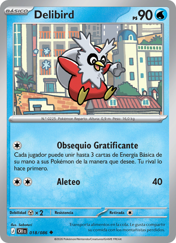 Delibird 018 — Caos Creciente (Spanish Pokémon TCG card)