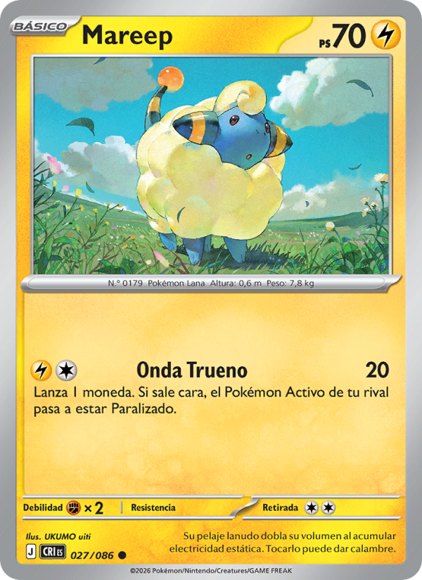Mareep 027 — Caos Creciente (Spanish Pokémon TCG card)