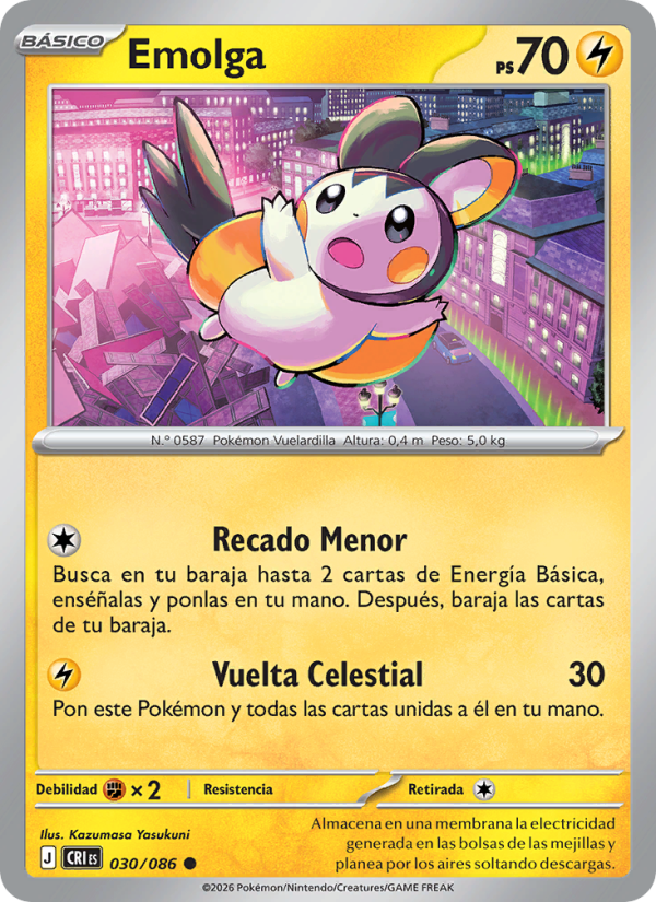 Emolga 030 — Caos Creciente (Spanish Pokémon TCG card)