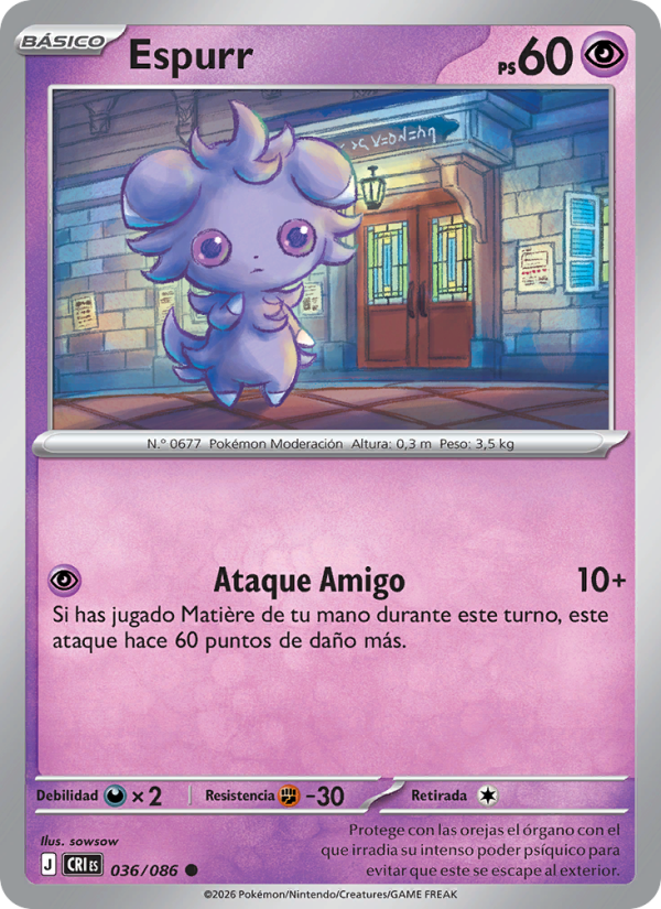 Espurr 036 — Caos Creciente (Spanish Pokémon TCG card)