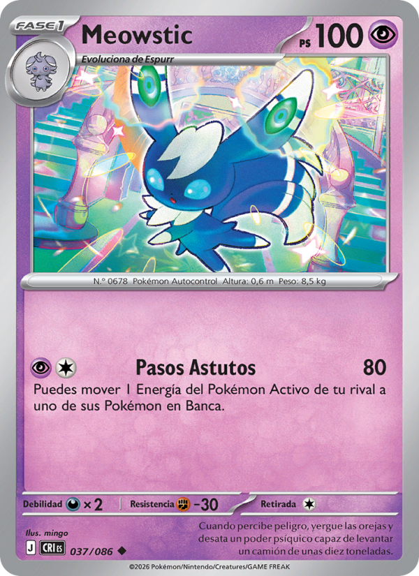 Meowstic 037 — Caos Creciente (Spanish Pokémon TCG card)