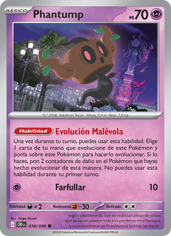 Phantump 038 — Caos Creciente (Spanish Pokémon TCG card)