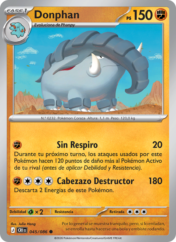 Donphan 045 — Caos Creciente (Spanish Pokémon TCG card)
