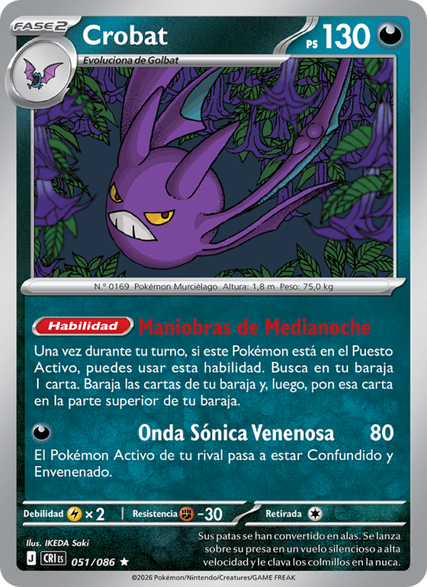 Crobat 051 — Caos Creciente (Spanish Pokémon TCG card)