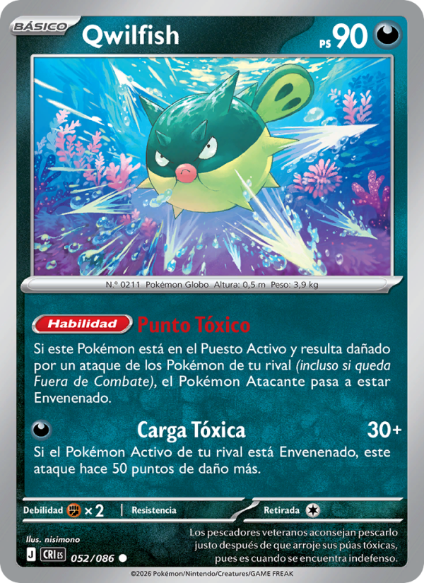 Qwilfish 052 — Caos Creciente (Spanish Pokémon TCG card)