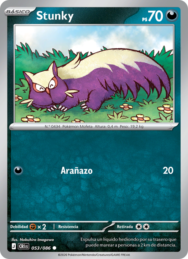 Stunky 053 — Caos Creciente (Spanish Pokémon TCG card)