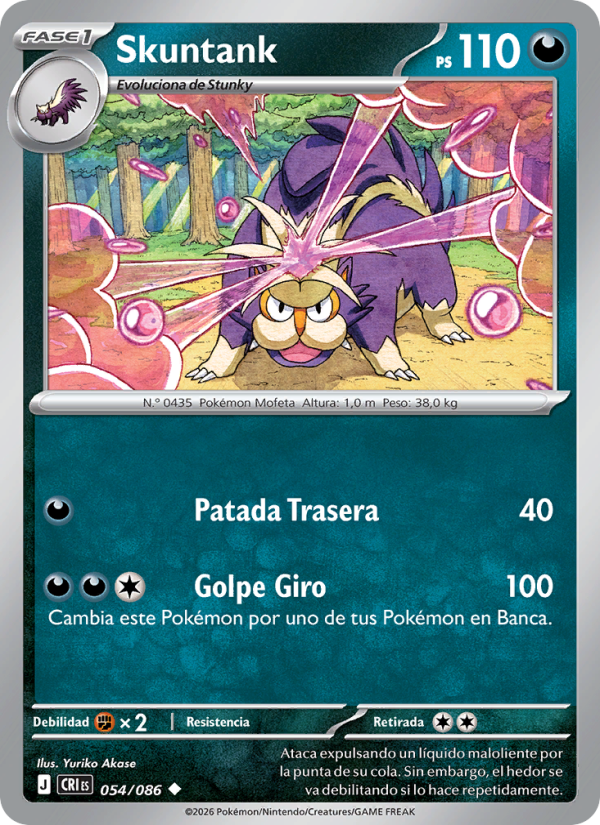 Skuntank 054 — Caos Creciente (Spanish Pokémon TCG card)