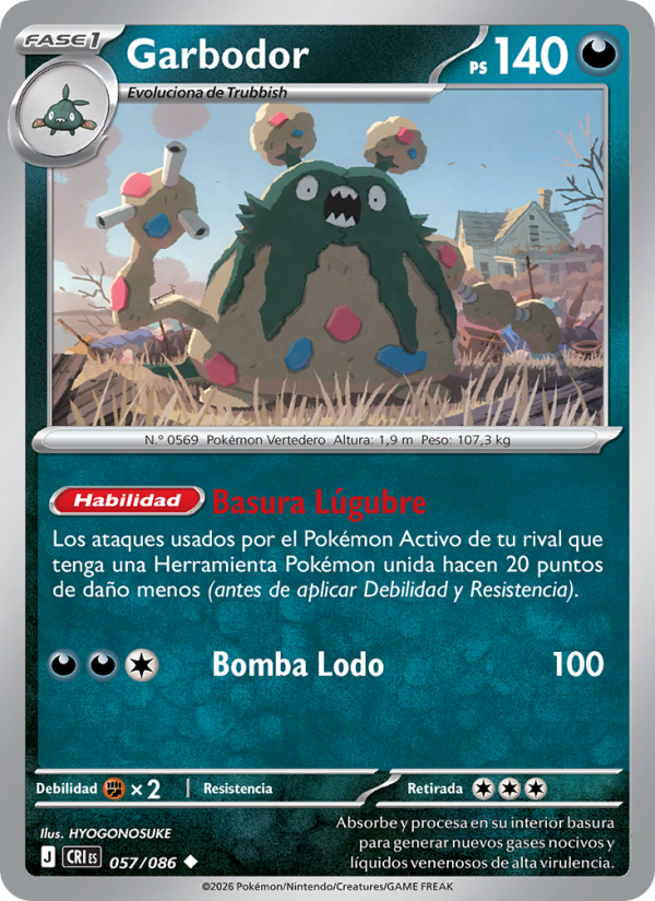 Garbodor 057 — Caos Creciente (Spanish Pokémon TCG card)