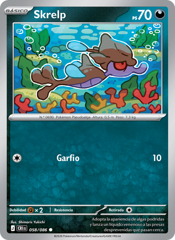 Skrelp 058 — Caos Creciente (Spanish Pokémon TCG card)