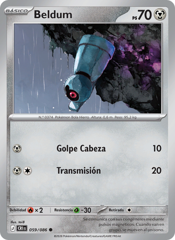 Beldum 059 — Caos Creciente (Spanish Pokémon TCG card)