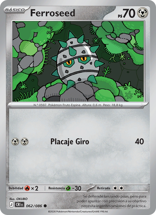 Ferroseed 062 — Caos Creciente (Spanish Pokémon TCG card)