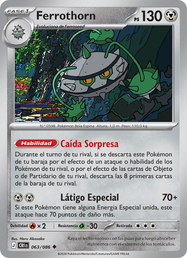 Ferrothorn 063 — Caos Creciente (Spanish Pokémon TCG card)