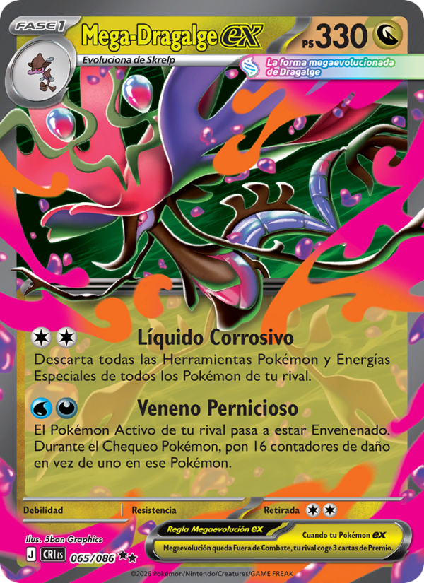 Mega-Dragalge ex 065 — Caos Creciente (Spanish Pokémon TCG card)