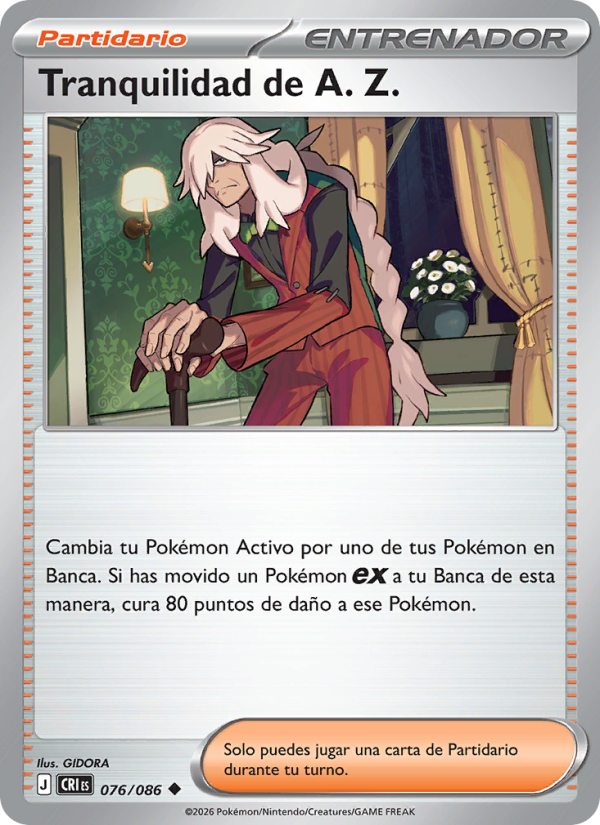 Tranquilidad de A. Z. 076 — Caos Creciente (Spanish Pokémon TCG card)