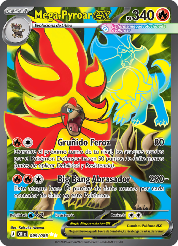 Mega-Pyroar ex 099 — Caos Creciente (Spanish Pokémon TCG card)