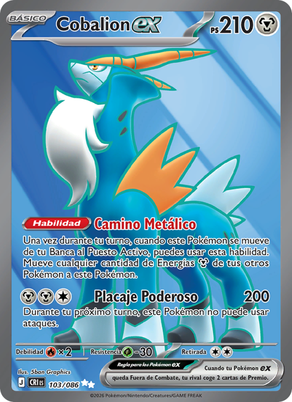Cobalion ex 103 — Caos Creciente (Spanish Pokémon TCG card)
