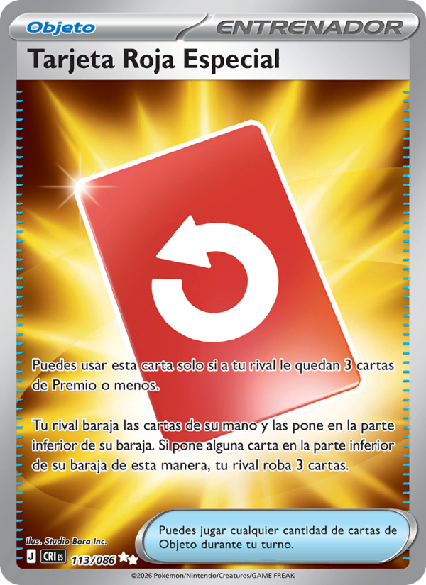 Tarjeta Roja Especial 113 — Caos Creciente (Spanish Pokémon TCG card)