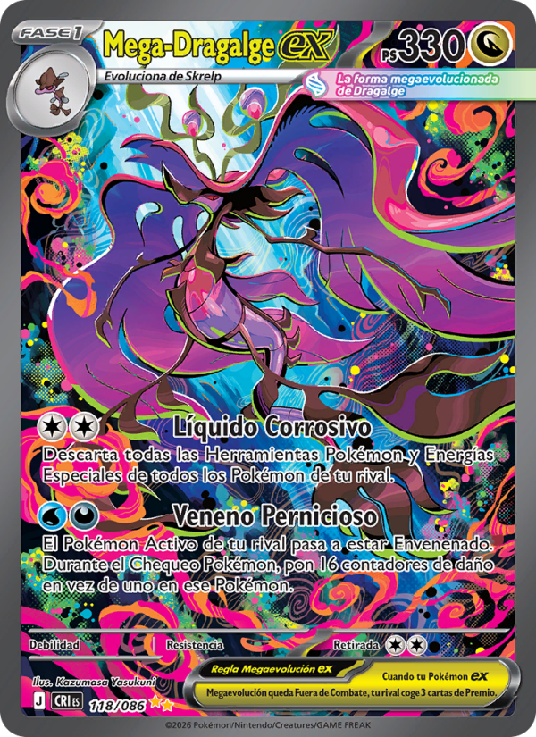 Mega-Dragalge ex 118 — Caos Creciente (Spanish Pokémon TCG card)