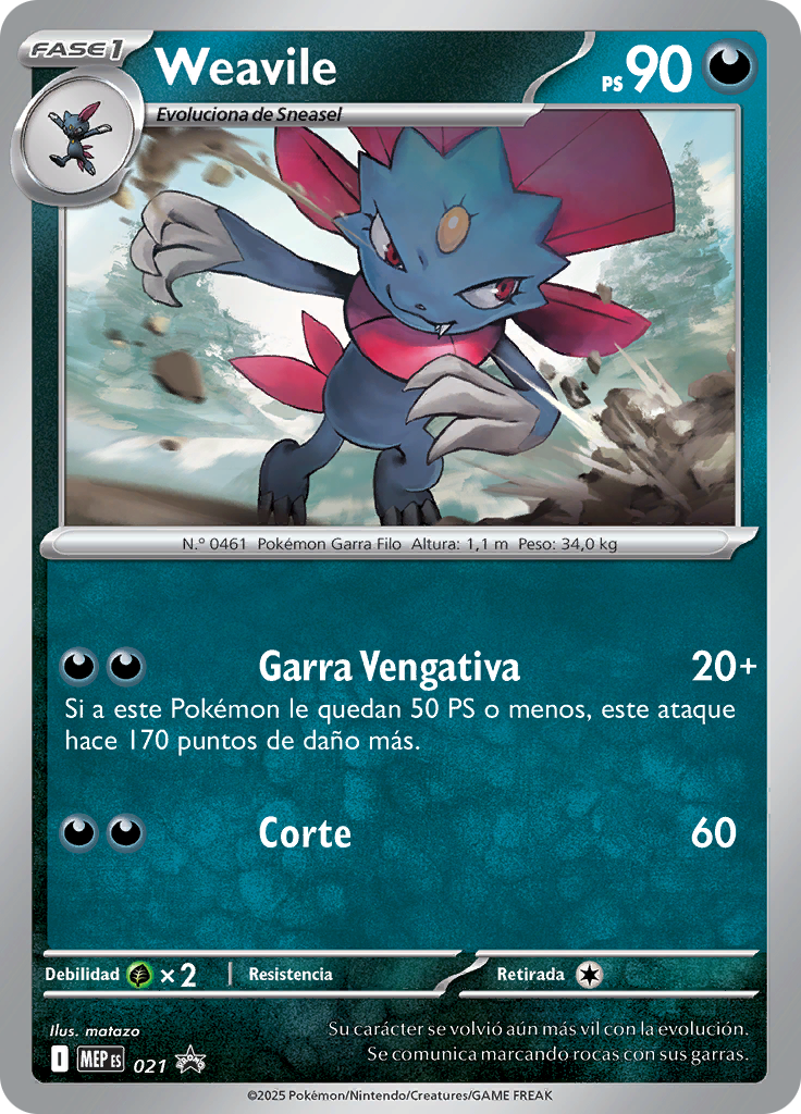 Weavile 021 — MEP Black Star Promos (Spanish Pokémon TCG card)