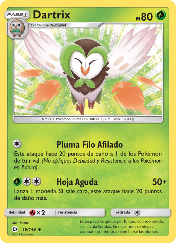 Dartrix 10 — Sol y Luna (Spanish Pokémon TCG card)
