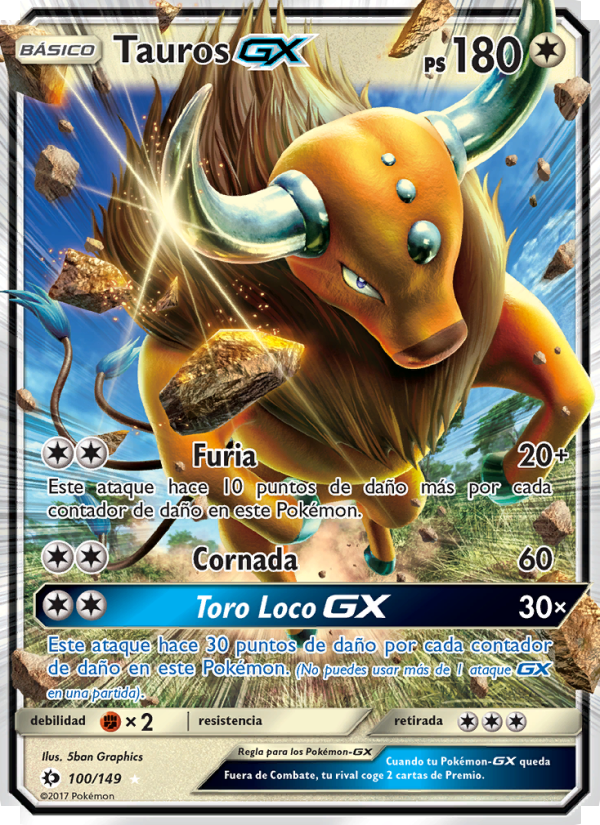 Tauros GX 100 — Sol y Luna (Spanish Pokémon TCG card)