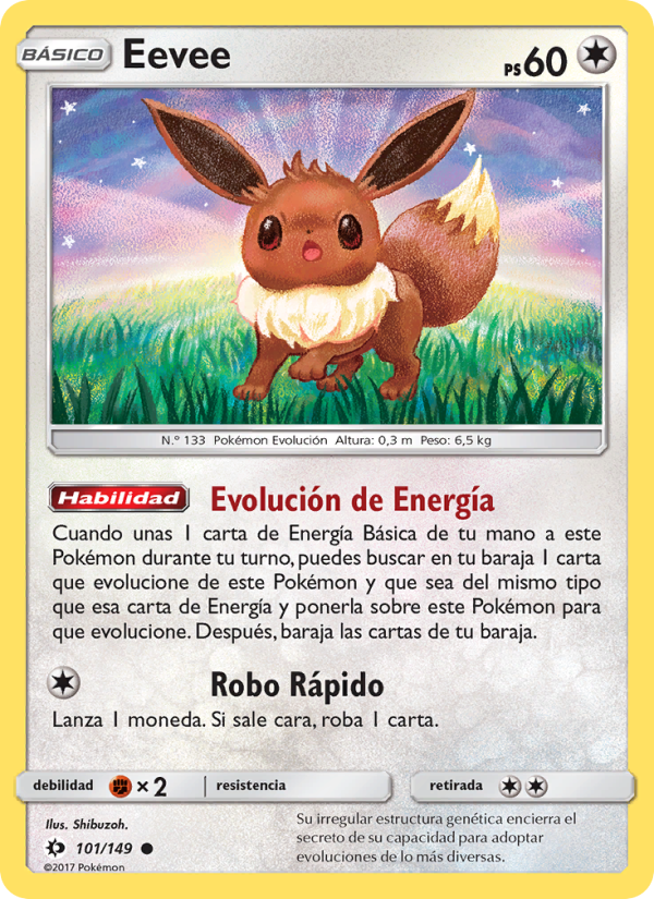 Eevee 101 — Sol y Luna (Spanish Pokémon TCG card)