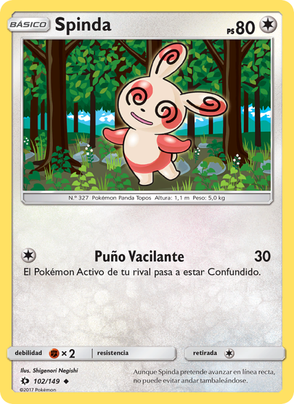 Spinda 102 — Sol y Luna (Spanish Pokémon TCG card)