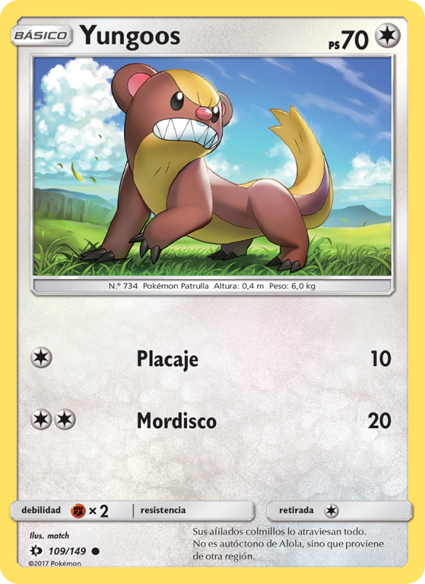 Yungoos 109 — Sol y Luna (Spanish Pokémon TCG card)