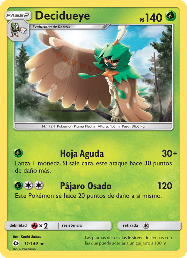 Decidueye 11 — Sol y Luna (Spanish Pokémon TCG card)