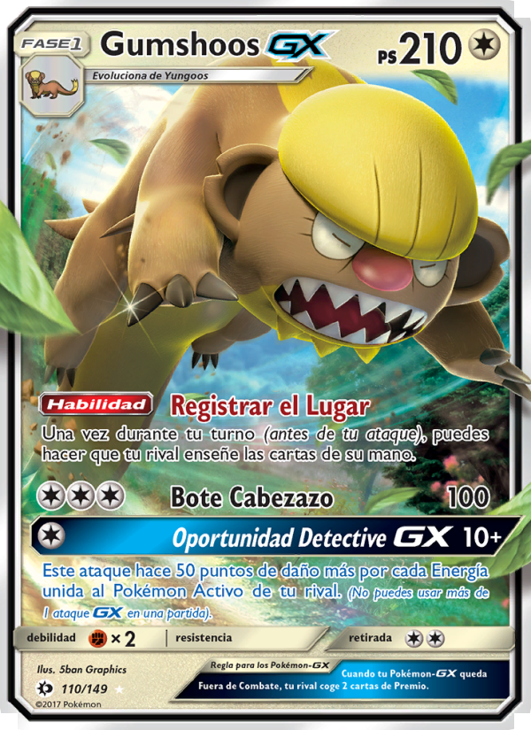 Gumshoos GX 110 — Sol y Luna (Spanish Pokémon TCG card)
