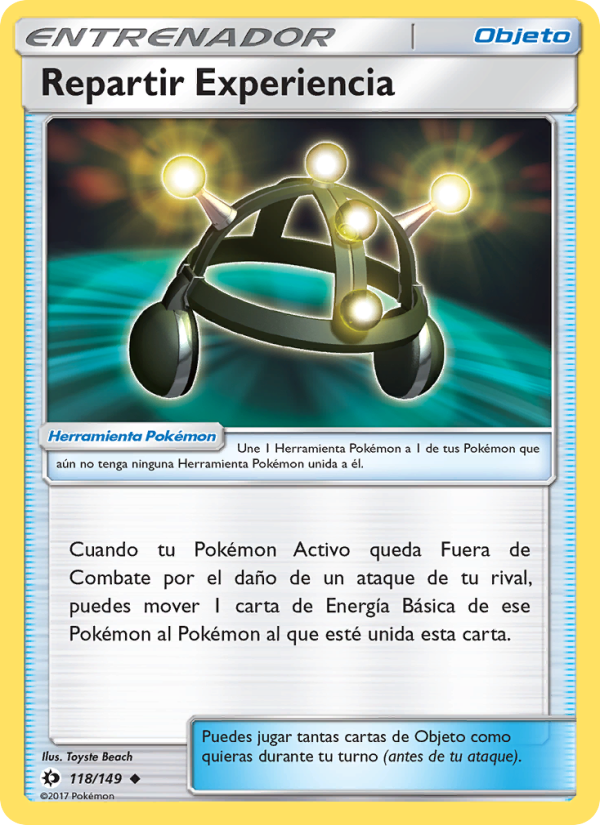 Repartir Experiencia 118 — Sol y Luna (Spanish Pokémon TCG card)