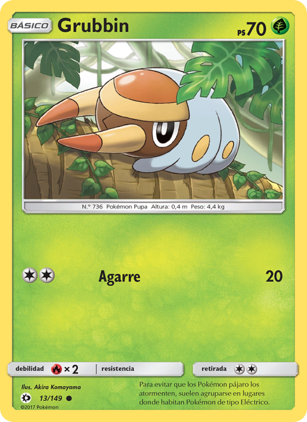 Grubbin 13 — Sol y Luna (Spanish Pokémon TCG card)
