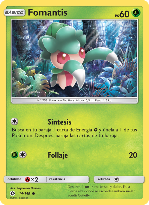Fomantis 14 — Sol y Luna (Spanish Pokémon TCG card)