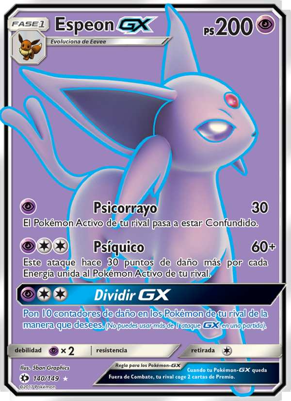 Espeon GX 140 — Sol y Luna (Spanish Pokémon TCG card)