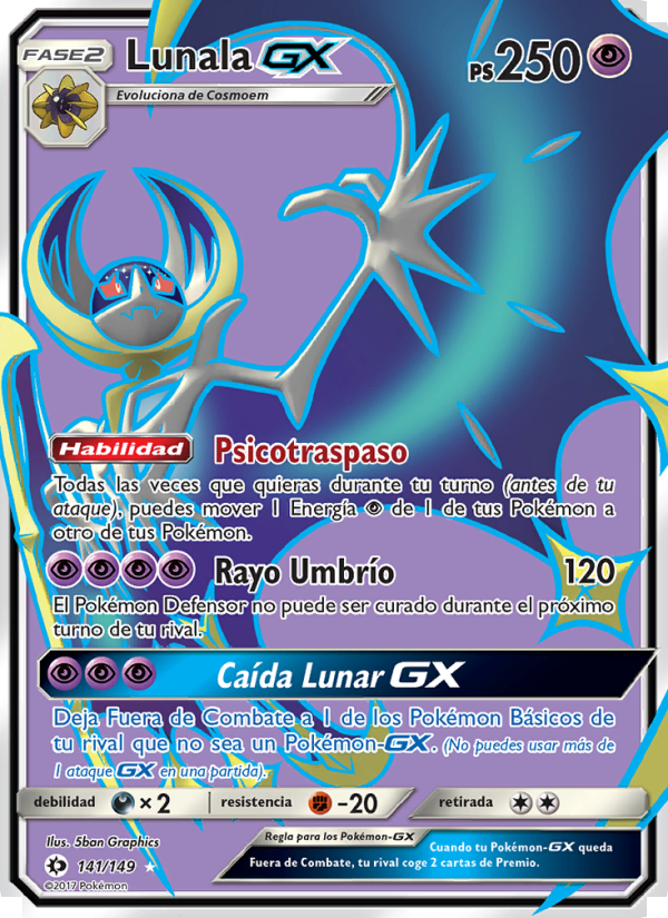 Lunala GX 141 — Sol y Luna (Spanish Pokémon TCG card)