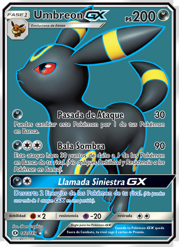 Umbreon GX 142 — Sol y Luna (Spanish Pokémon TCG card)