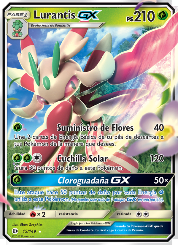 Lurantis GX 15 — Sol y Luna (Spanish Pokémon TCG card)
