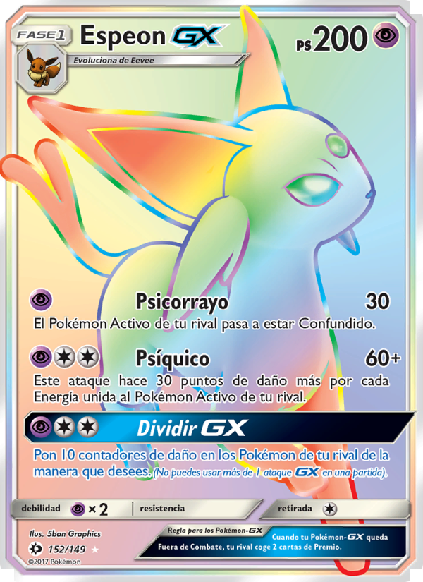 Espeon GX 152 — Sol y Luna (Spanish Pokémon TCG card)