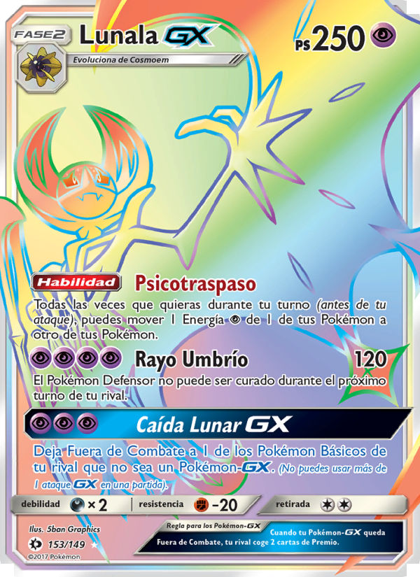 Lunala GX 153 — Sol y Luna (Spanish Pokémon TCG card)